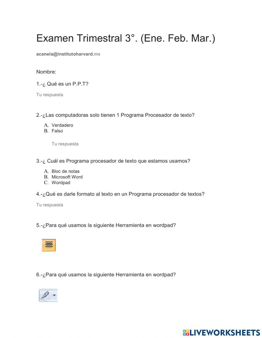 Examen  3°