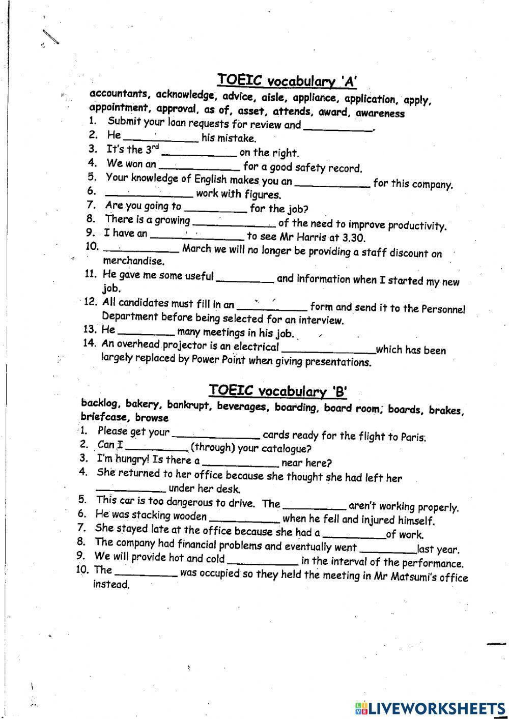 A-Z Toeic Vocabulary