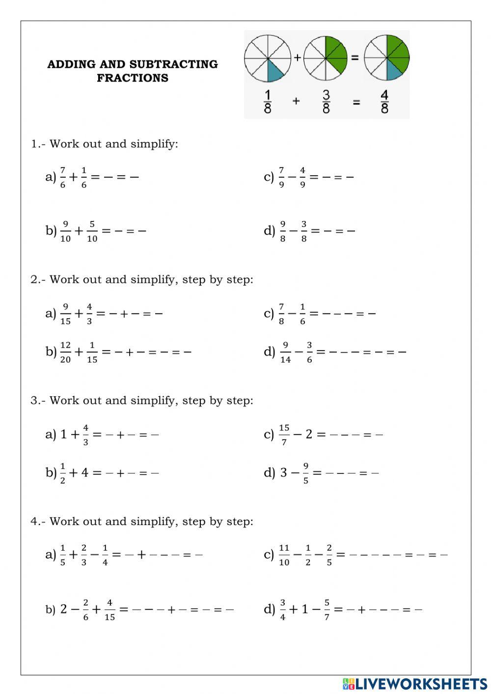 Adding and Subtracting Fractions Adding and Subtracting Fractions