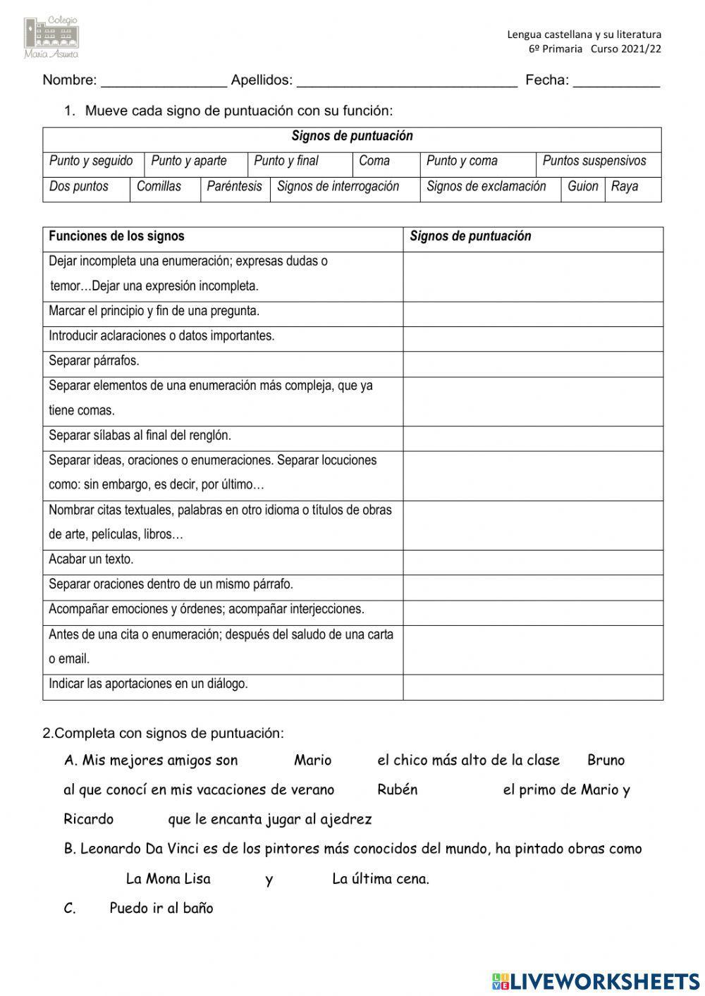 Signos de puntuación. Preposiciones, conjunciones e interjecciones.