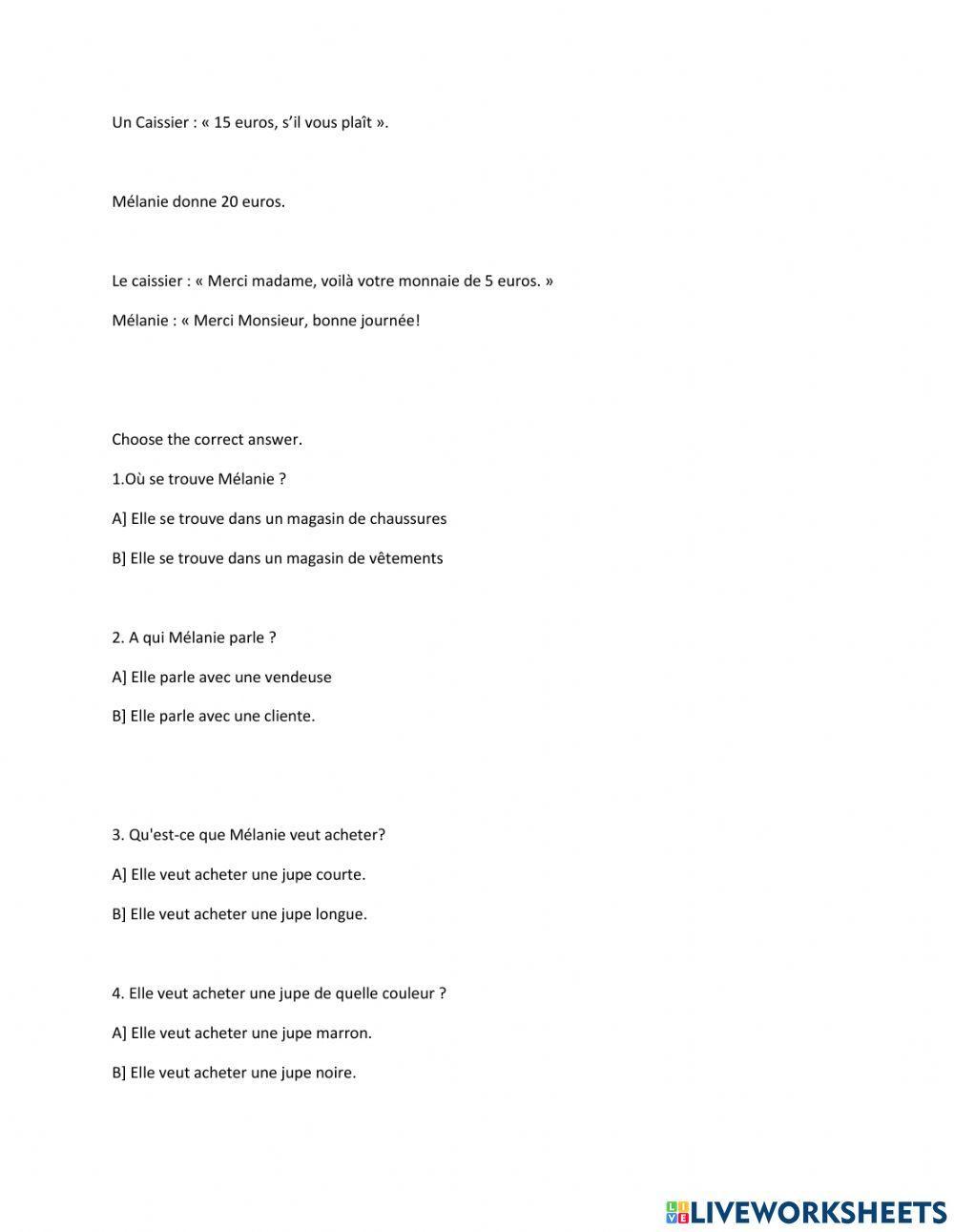 Au magasin de vetements