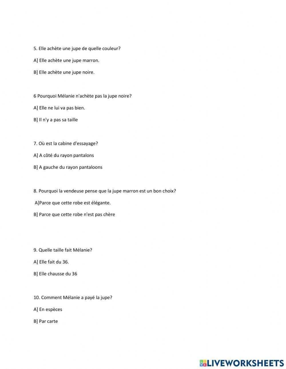 Au magasin de vetements