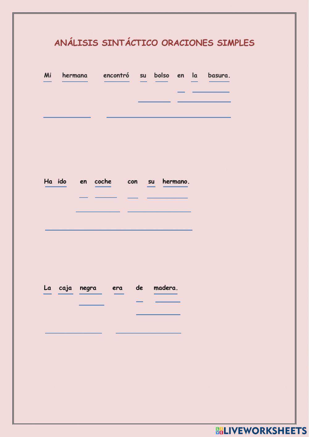 Análisis sintáctico oraciones simples