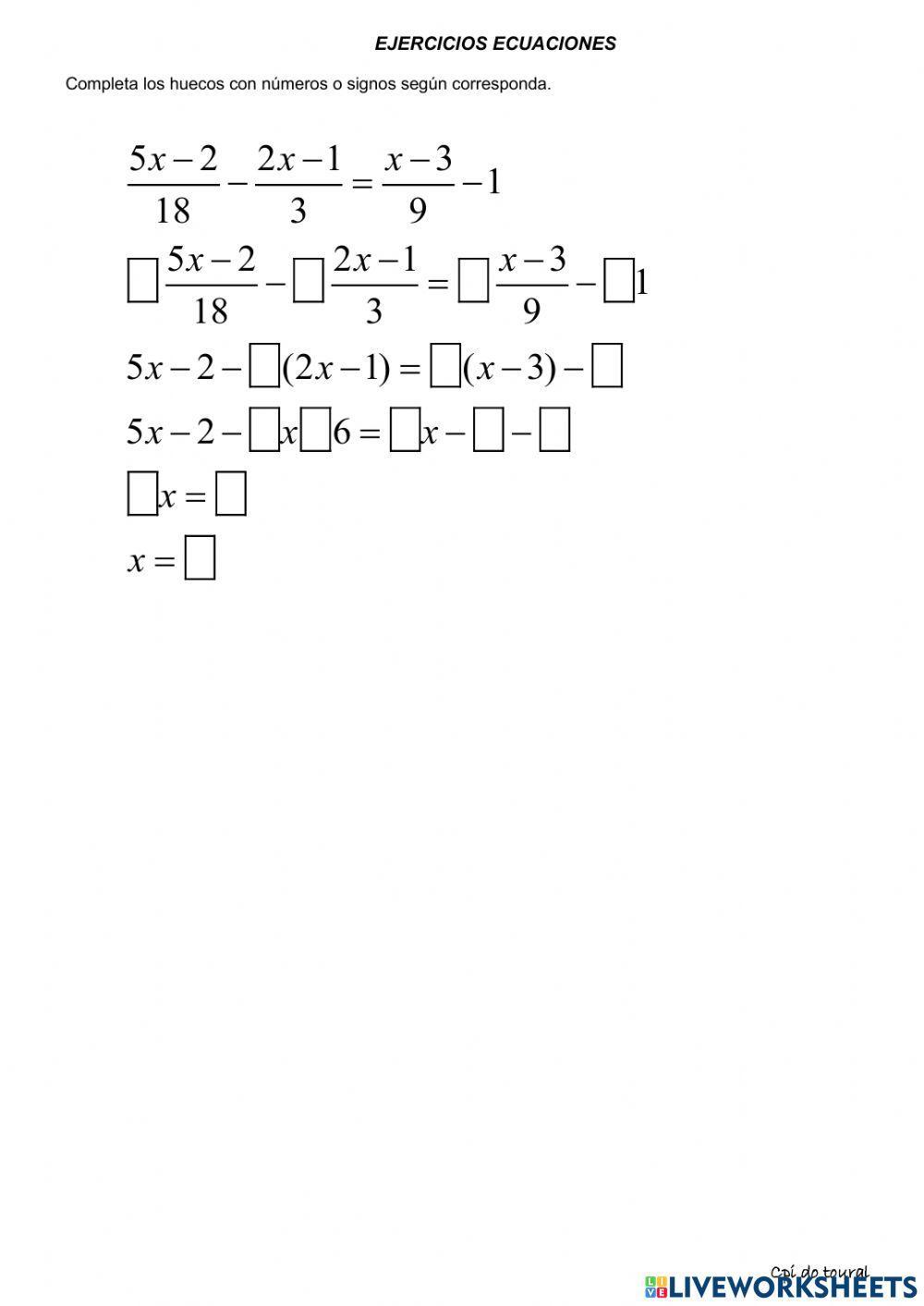 Ecuación con denominadores