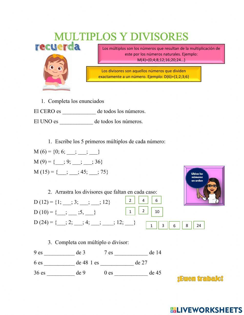 Múltiplos y divisores
