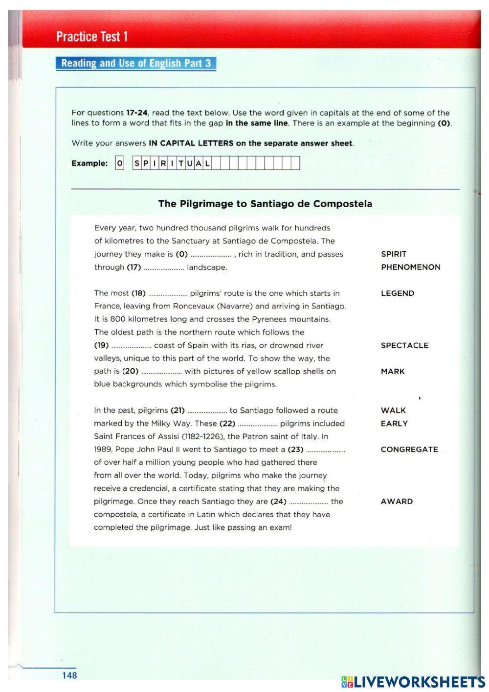 FCE reading and use of english PRACTICE TEST 1