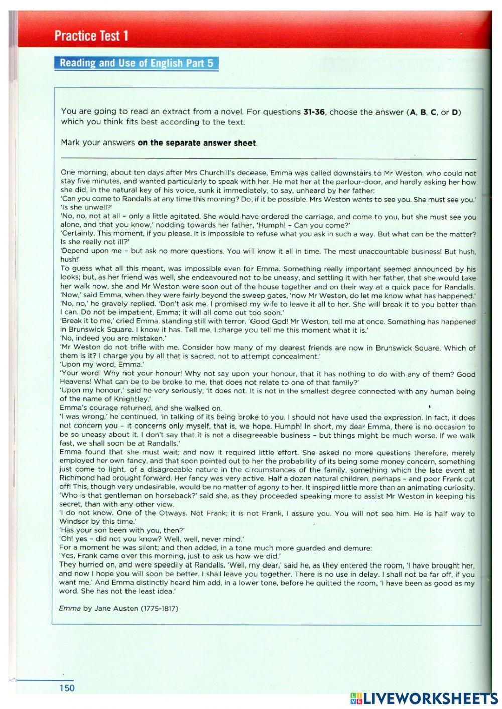 FCE reading and use of english PRACTICE TEST 1