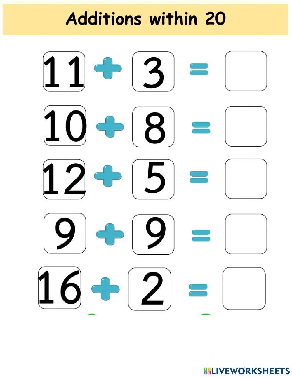 Additions within 20 Additions within 20