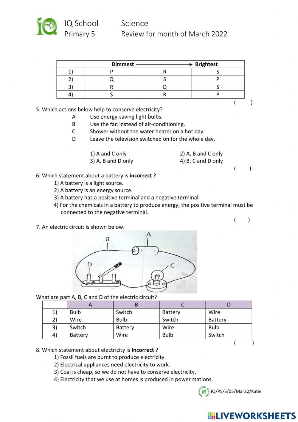 5e1 science review march 2022
