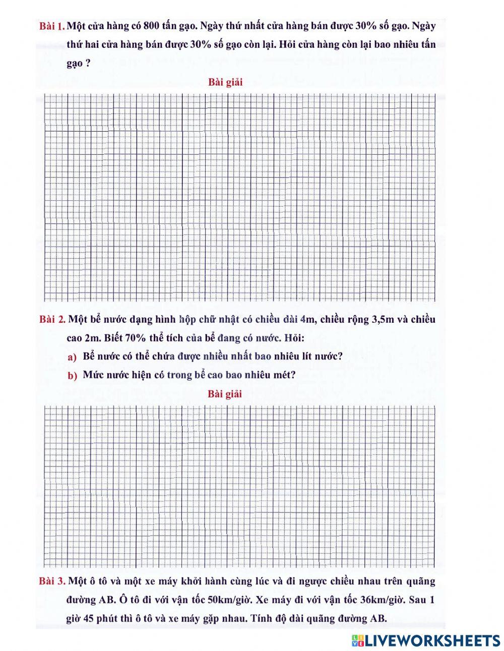 Toán 5 - Tuần 34 Bài tập