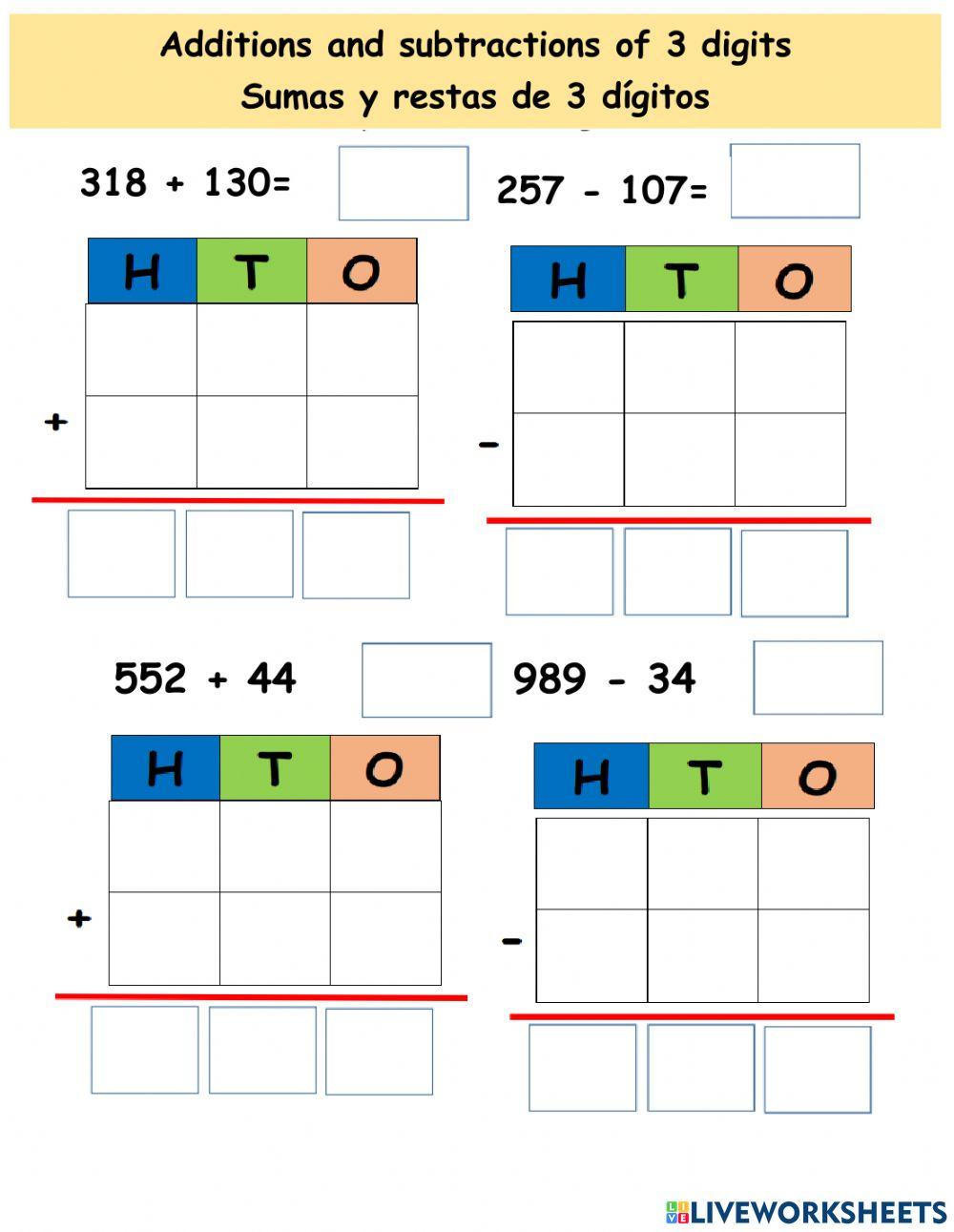 Additions and subtractions Additions and subtractions