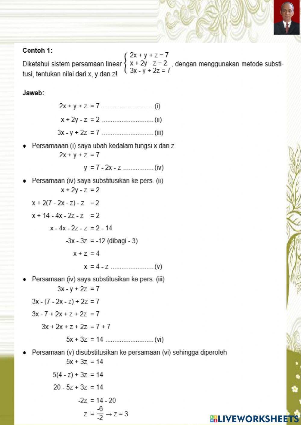 Persamaan linear tiga variabel