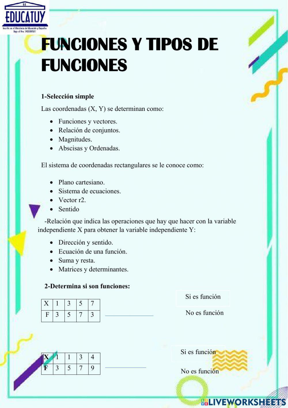 Funciones y tipos de funciones