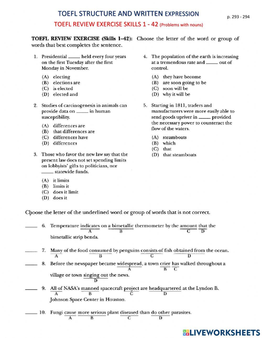 TOEFL Review Exercise Skills 1-42