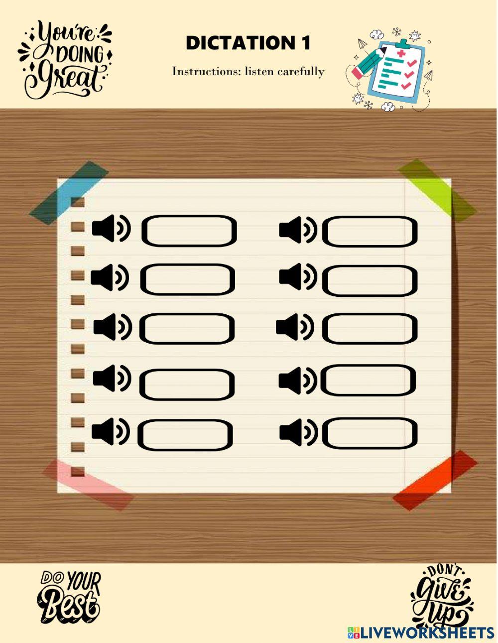 DICTATION 1 6TH GRADE