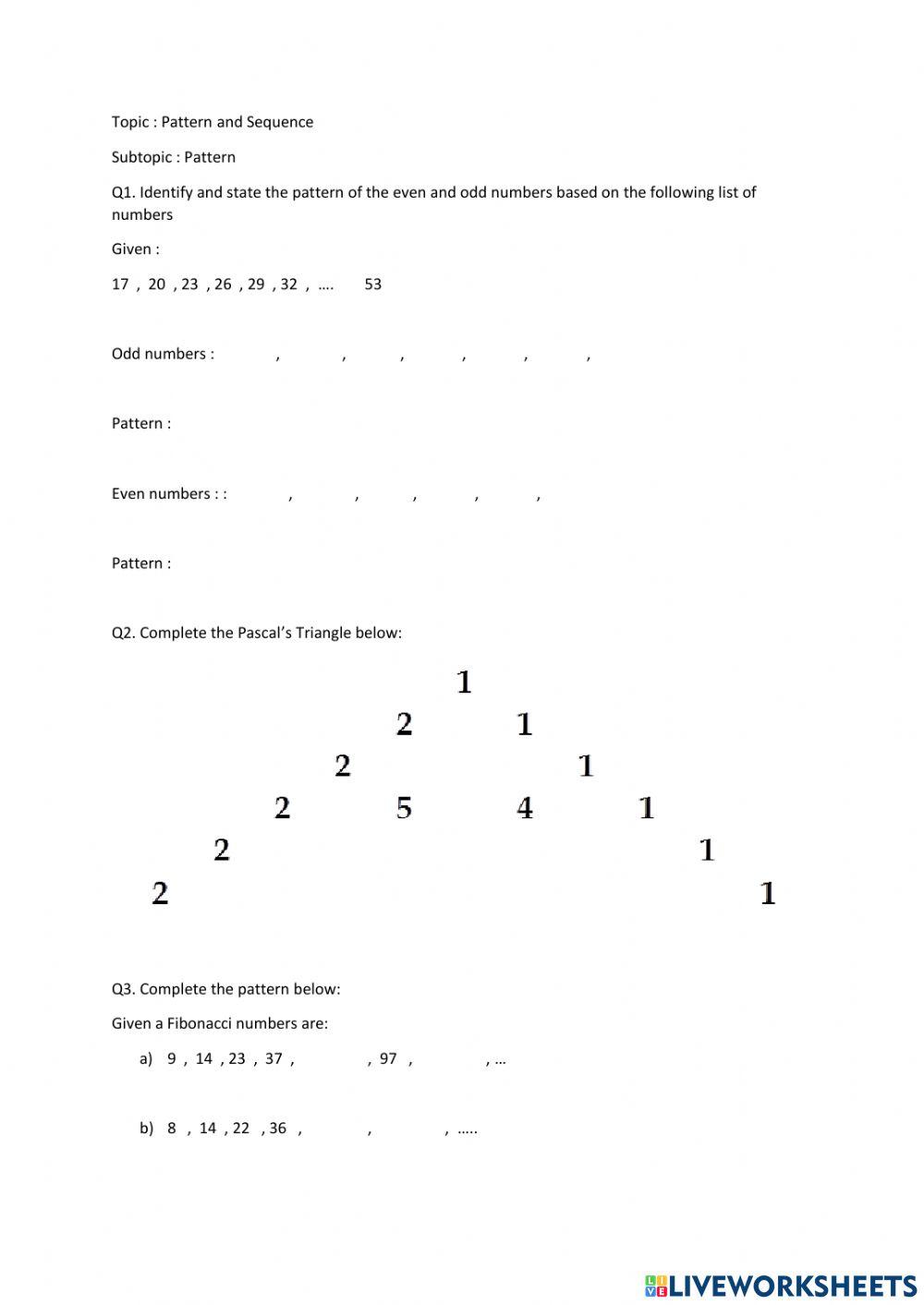 Pattern and sequence Pattern and sequence