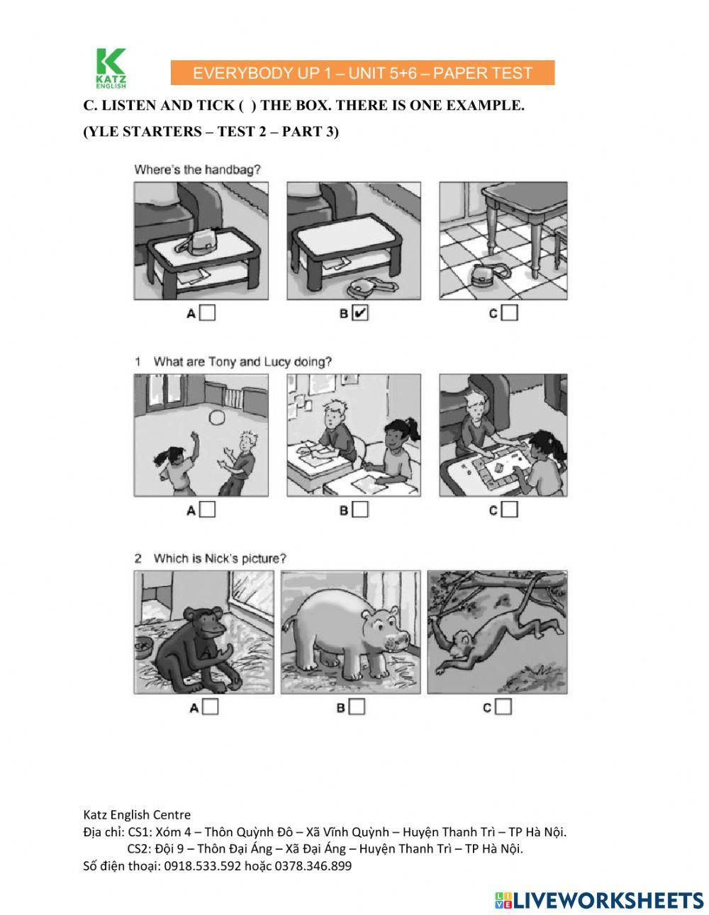 Everybody Up 1 Test Unit 5 + 6