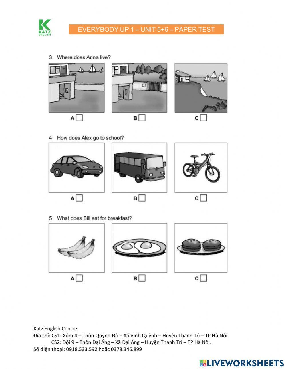Everybody Up 1 Test Unit 5 + 6