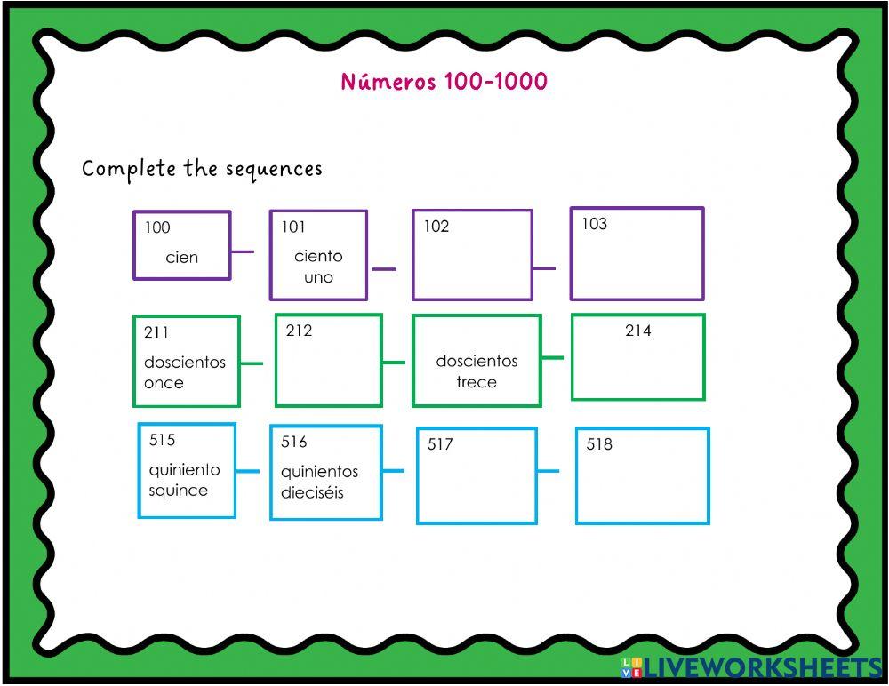 Números 100-1000 en español