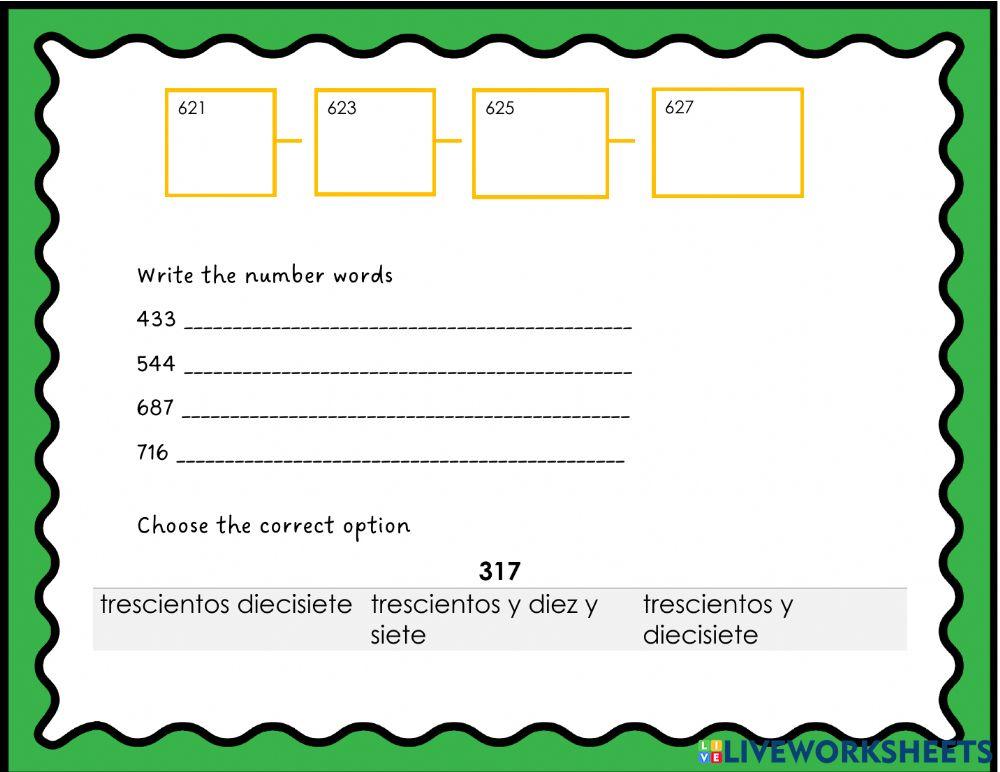 Números 100-1000 en español