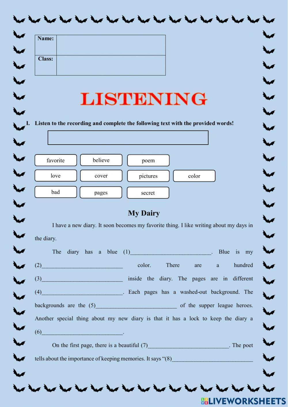 Listening Adjec… | Free Interactive Worksheets | 1961123