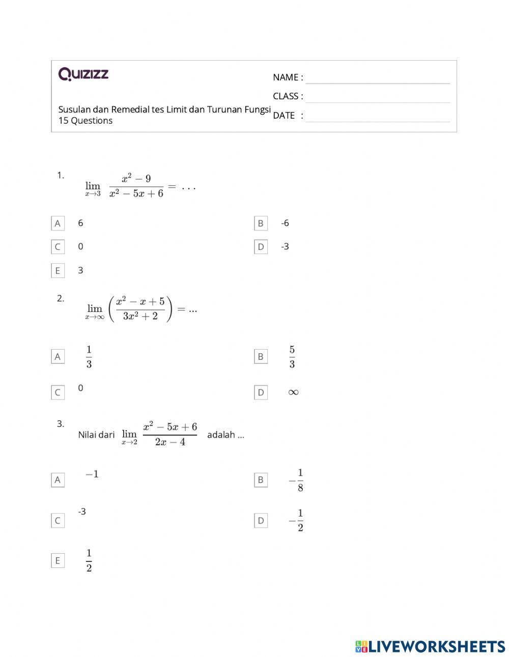 Remidi limit dan turunan