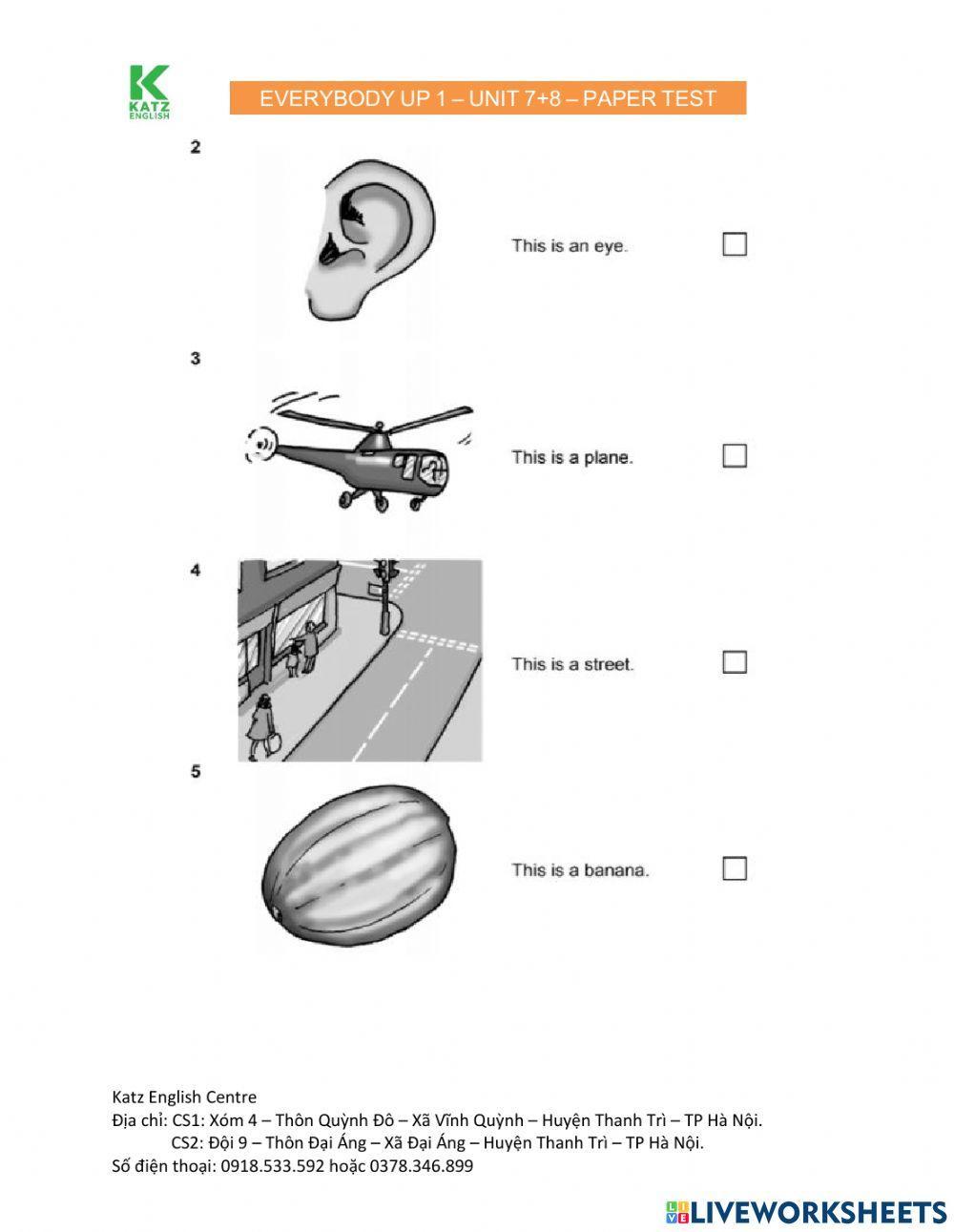Everybody Up 1 Test Unit 7 + 8