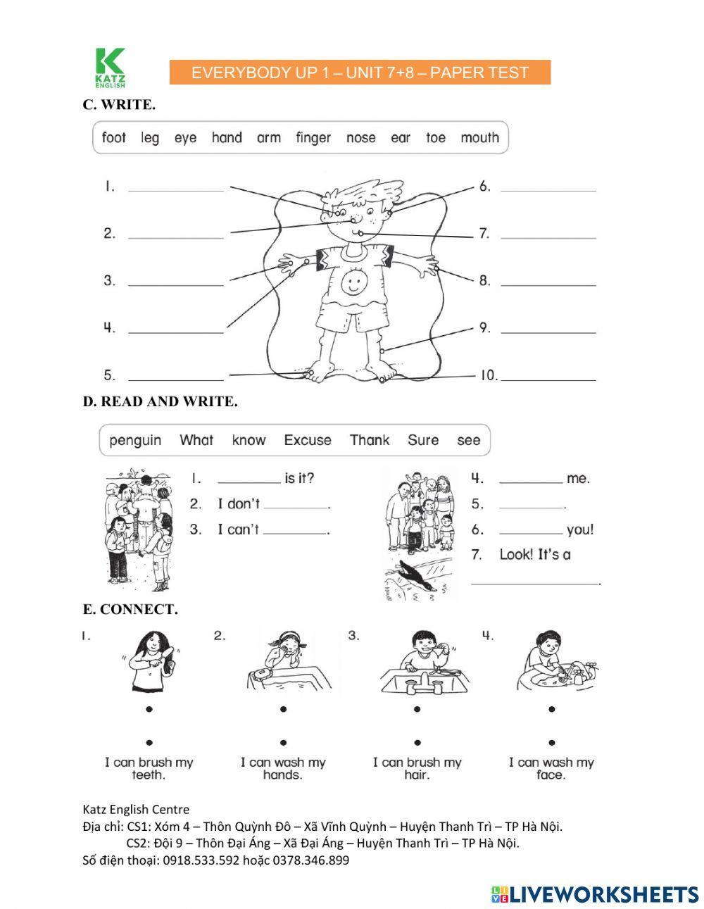 Everybody Up 1 Test Unit 7 + 8