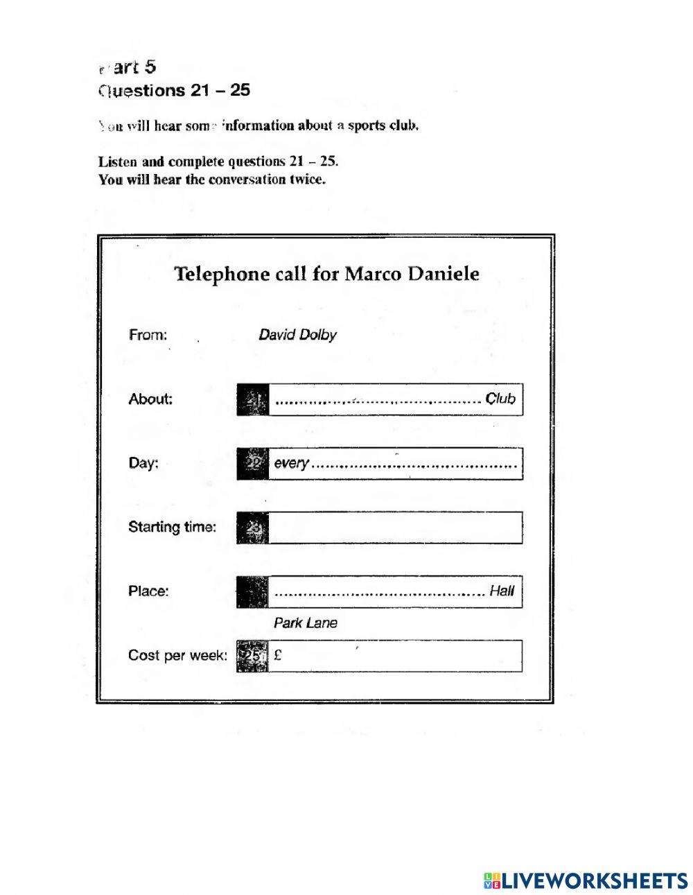 Progress Test 3 Listening