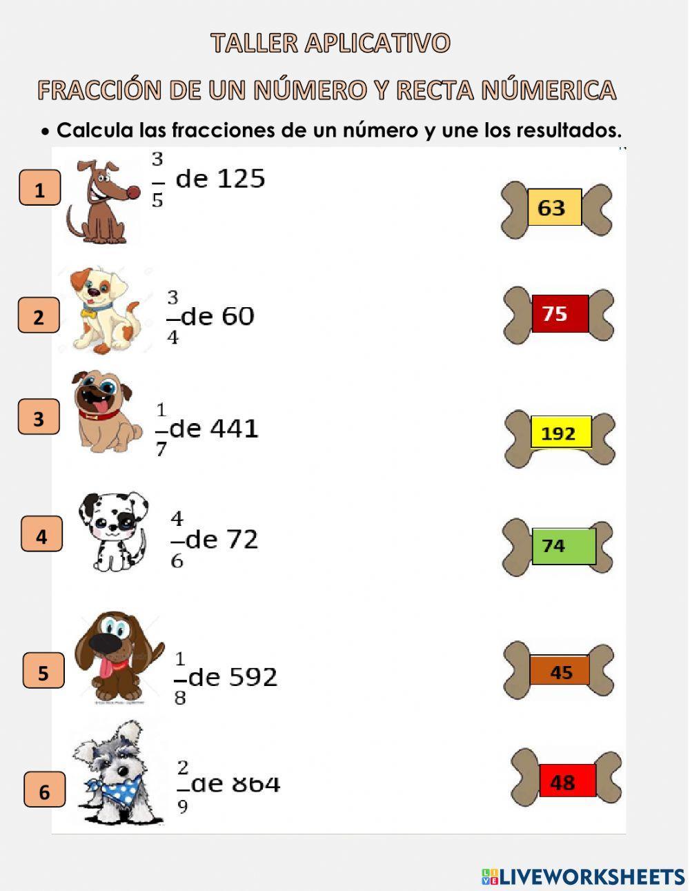 Fraccion de un número y recta númerica