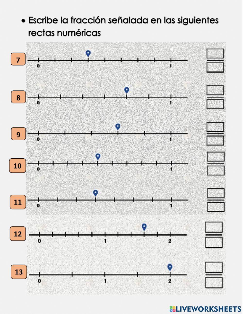 Fraccion de un número y recta númerica