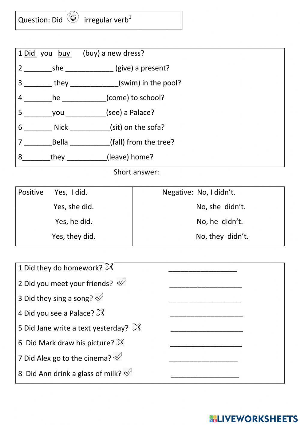 Past Simple IRREGULAR VERBS