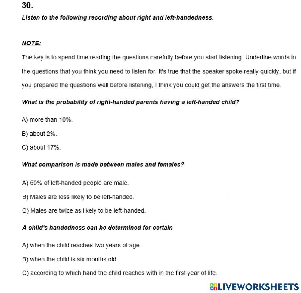 IELTS Listening Practice Exercise 30