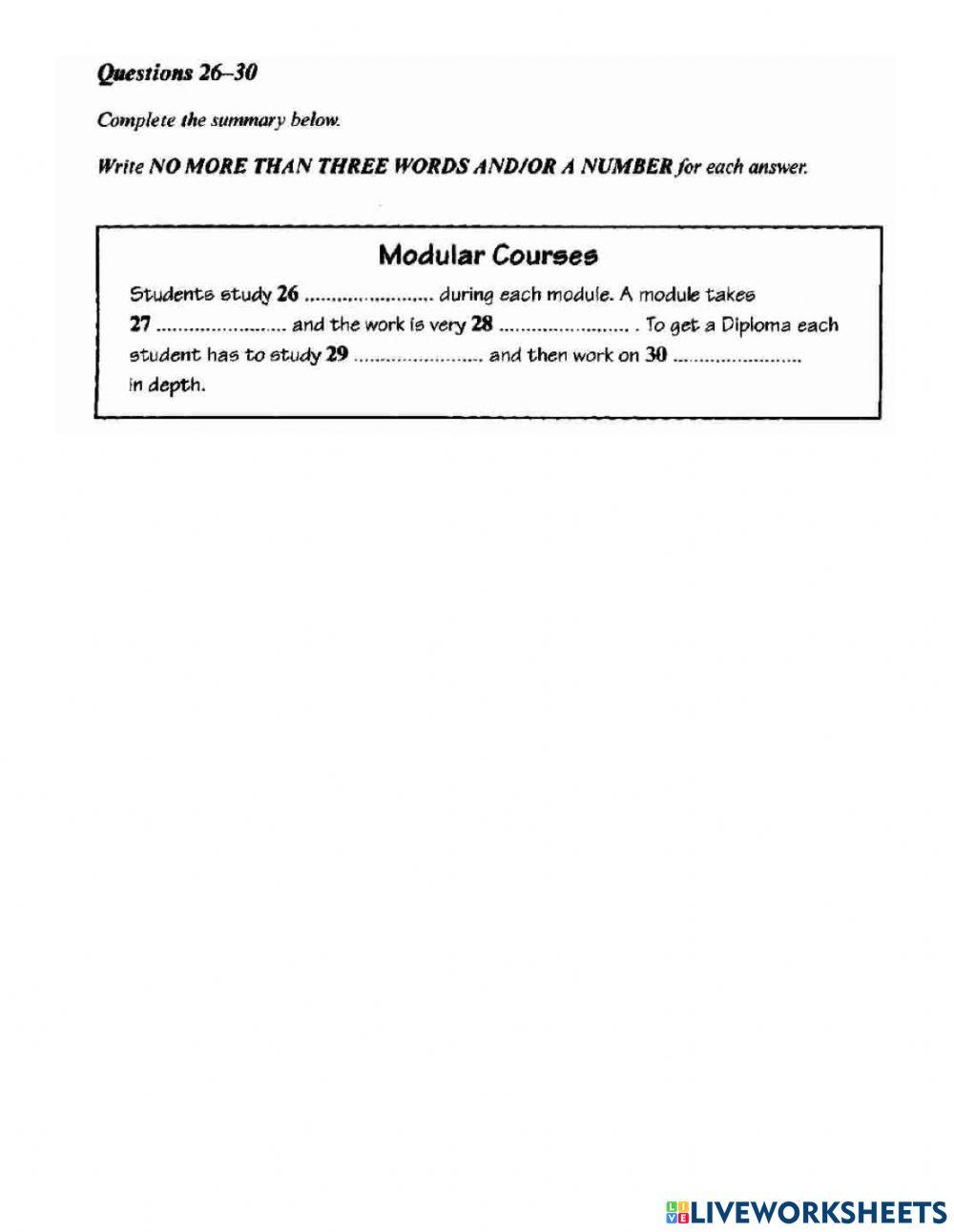 Ielts listening test 1 book 5 part 3 worksheet live worksheets