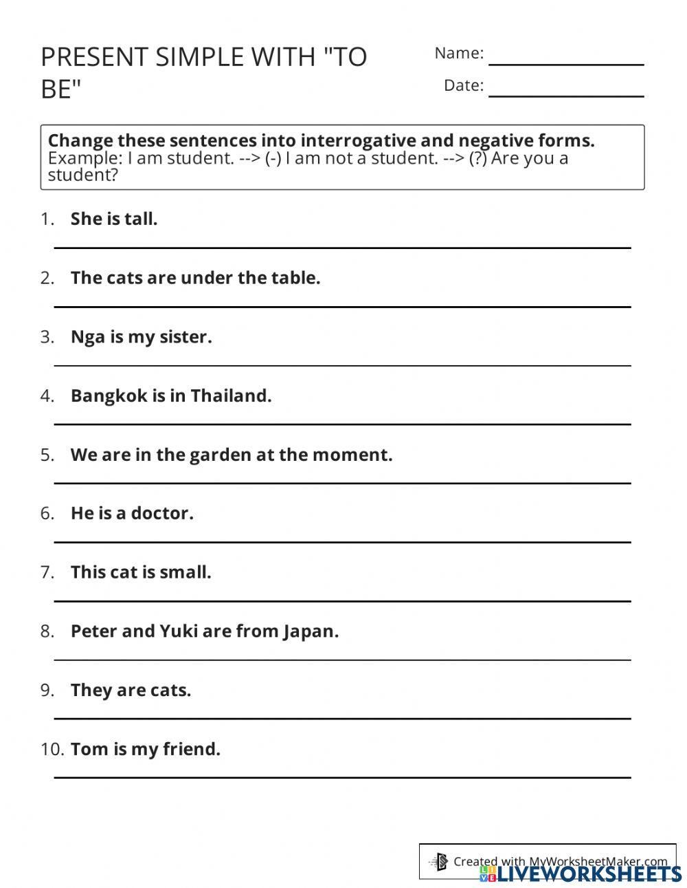 Present Simple with -To Be- 2