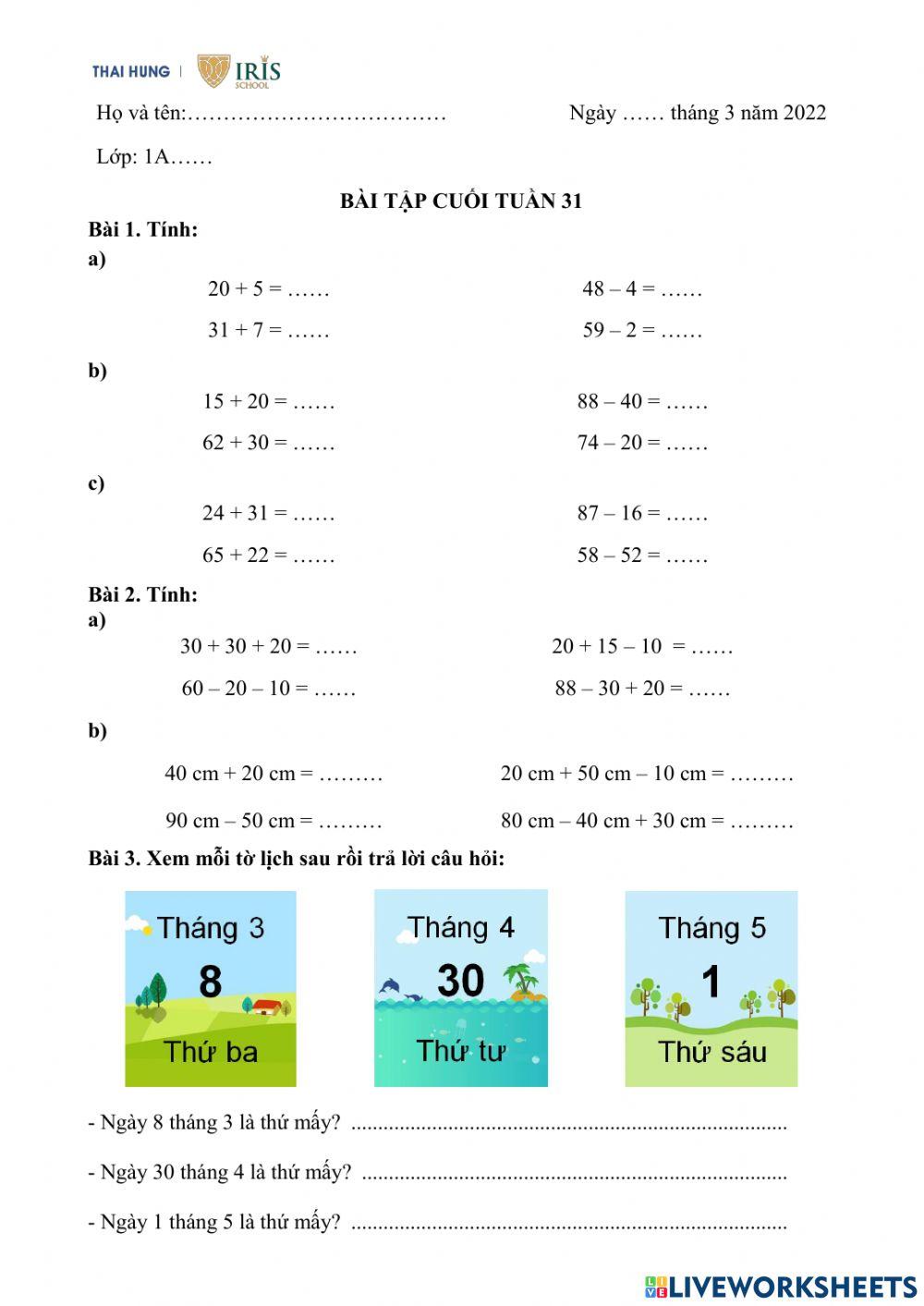 Phiếu cuối tuần 31-LWS