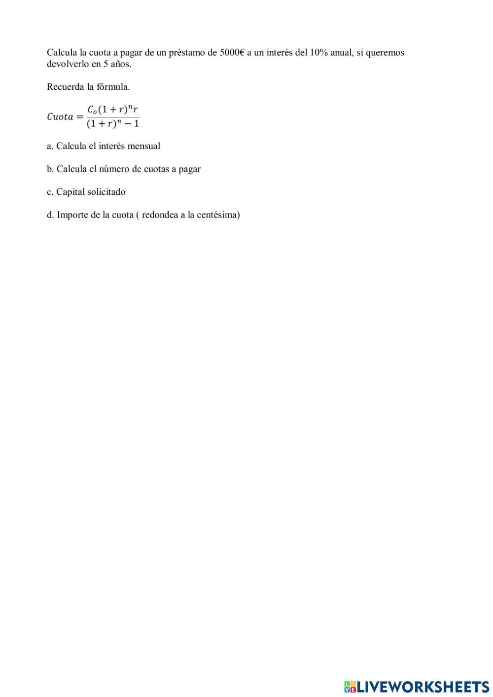 Problema ''El precio del dinero''