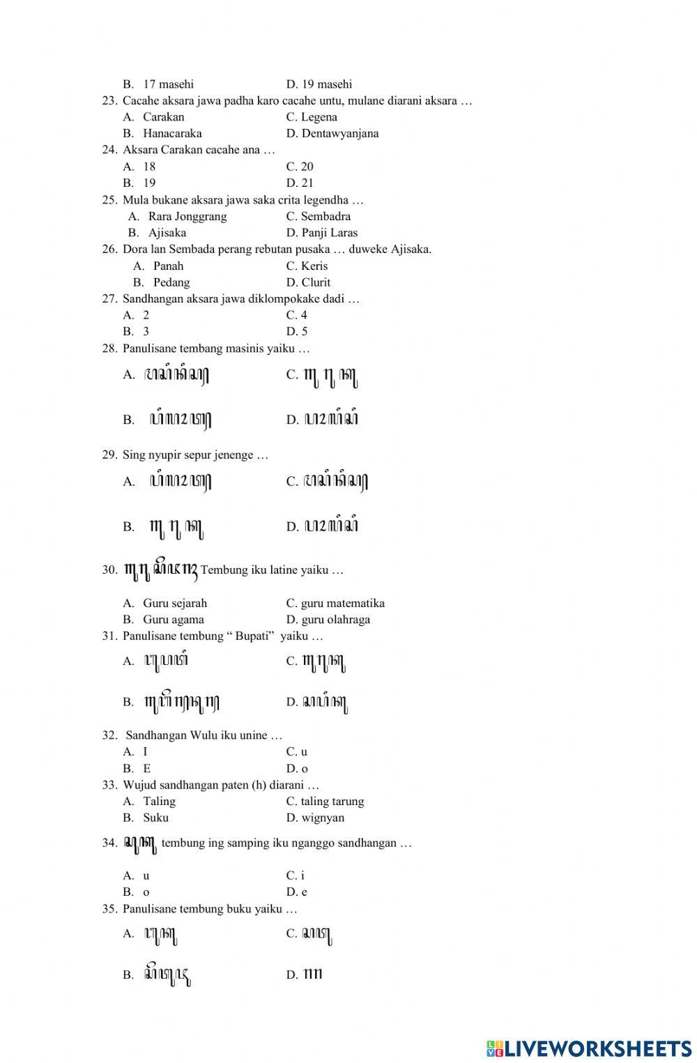 Pts genap bahasa jawa kelas 4