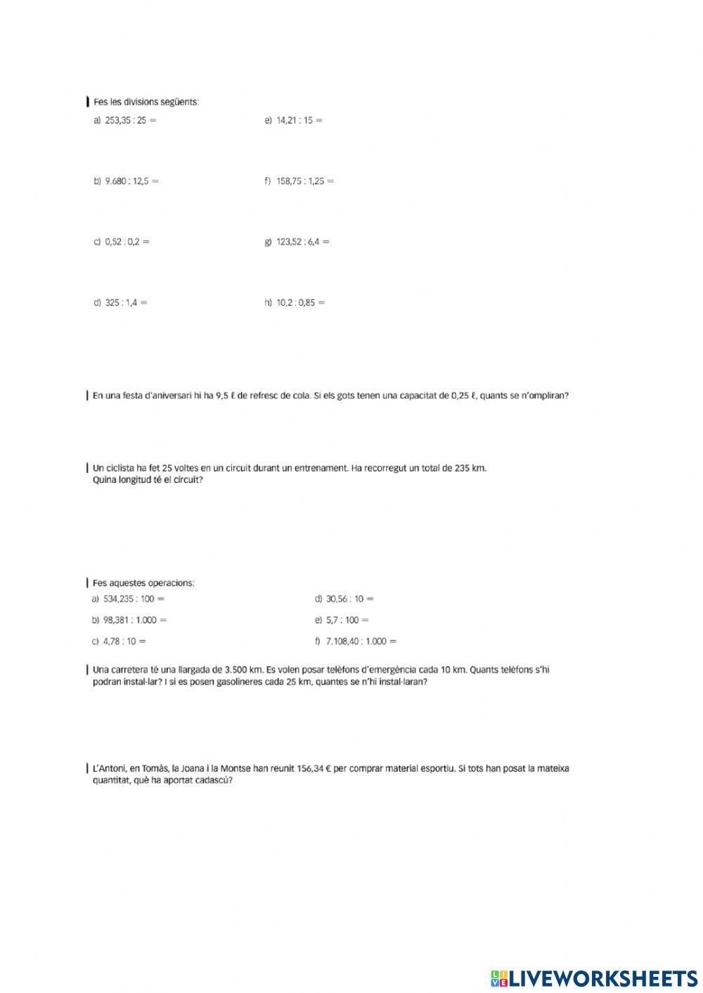Fitxa 5: Nombres decimals