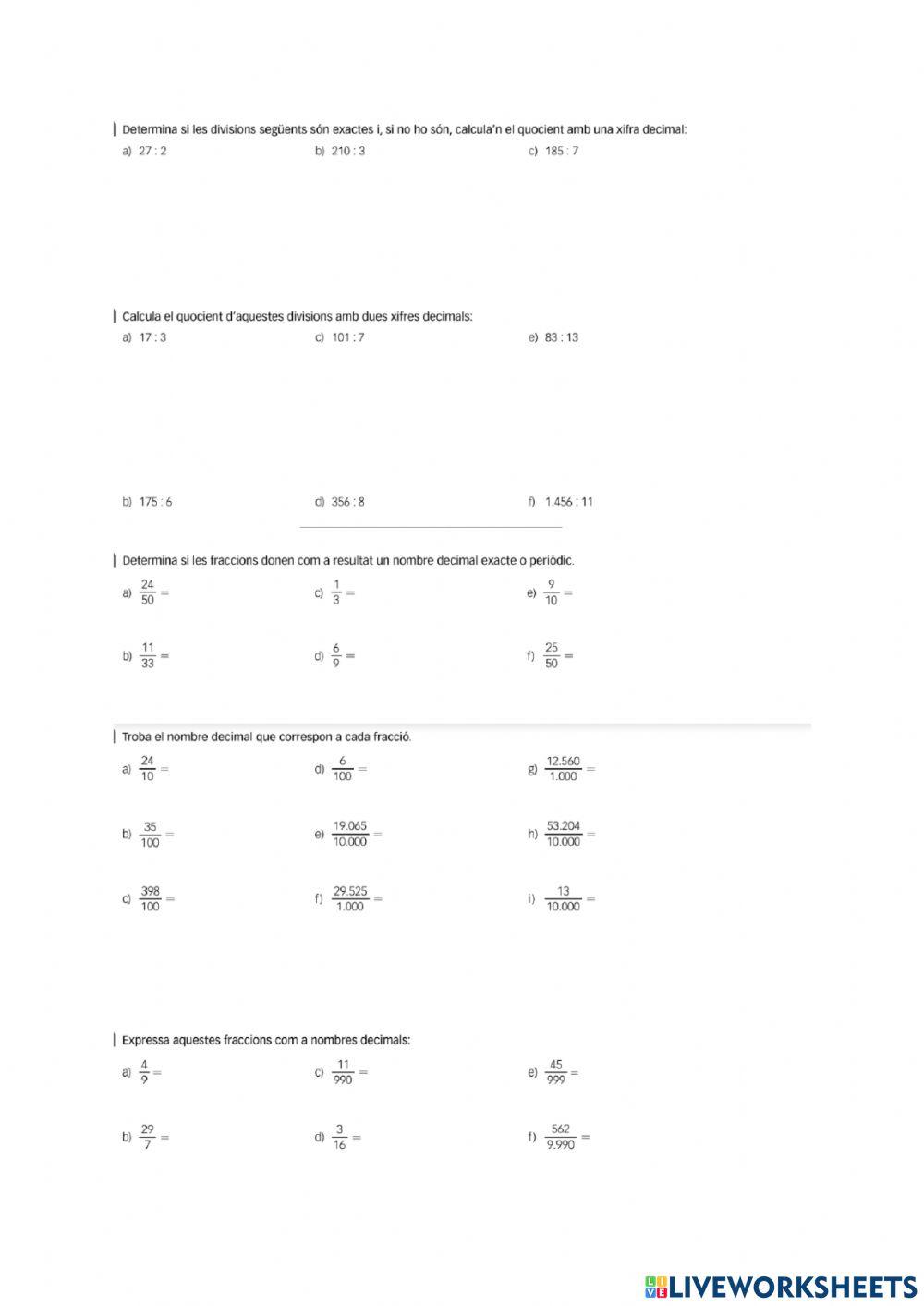 Fitxa 5: Nombres decimals