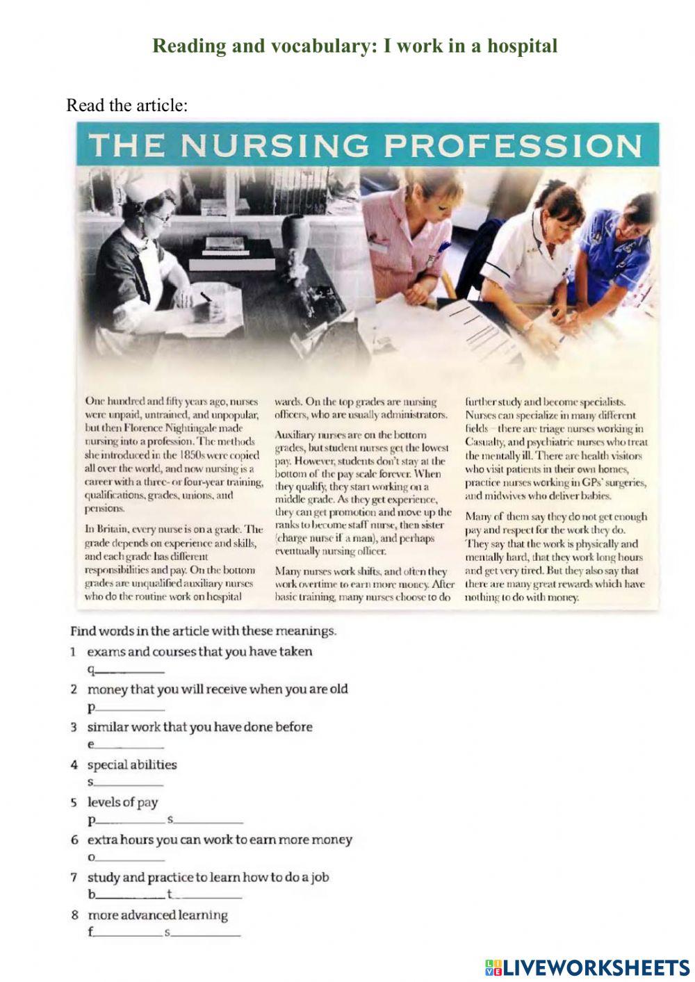 I work in a hospital