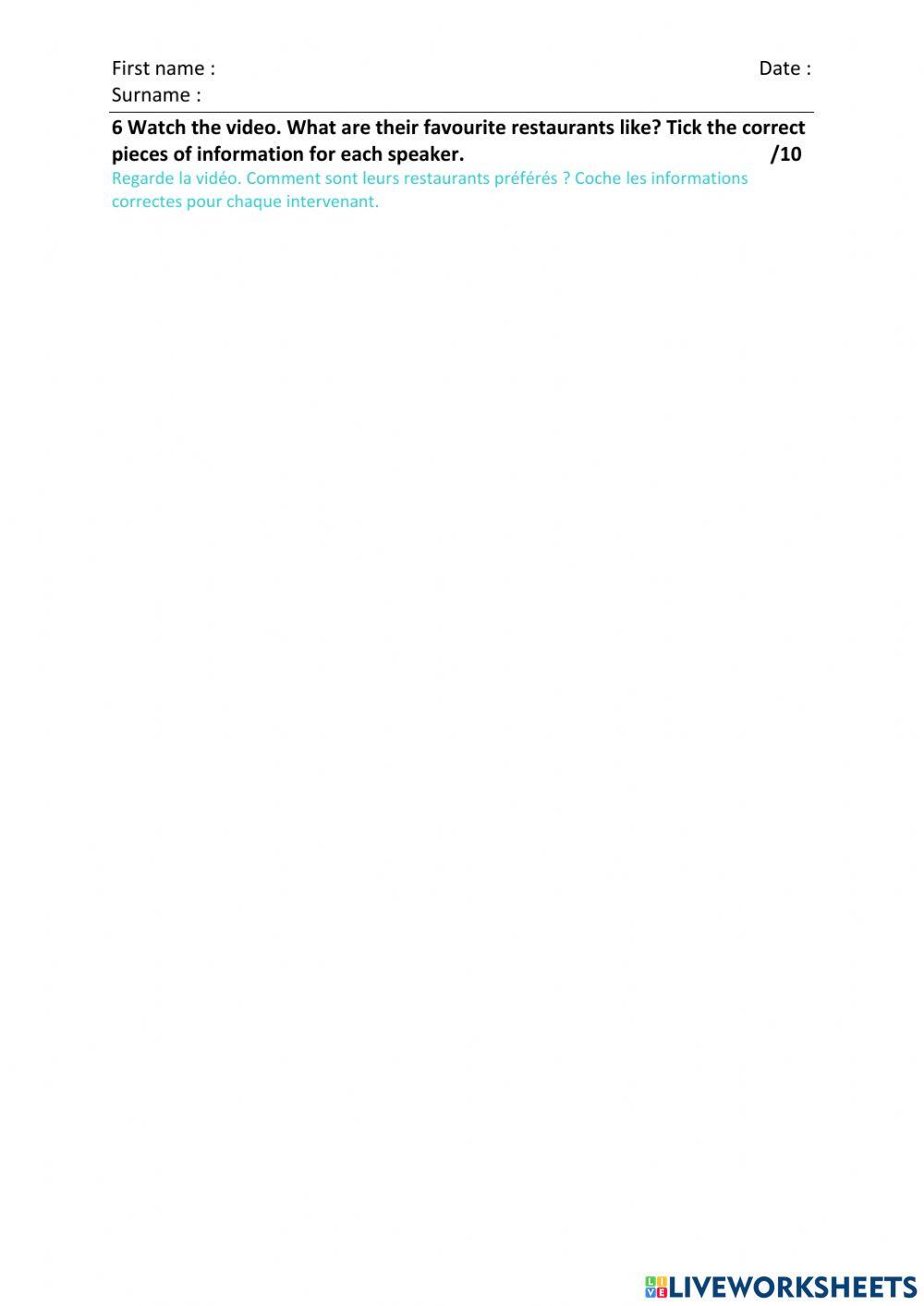 Video favourite restaurant