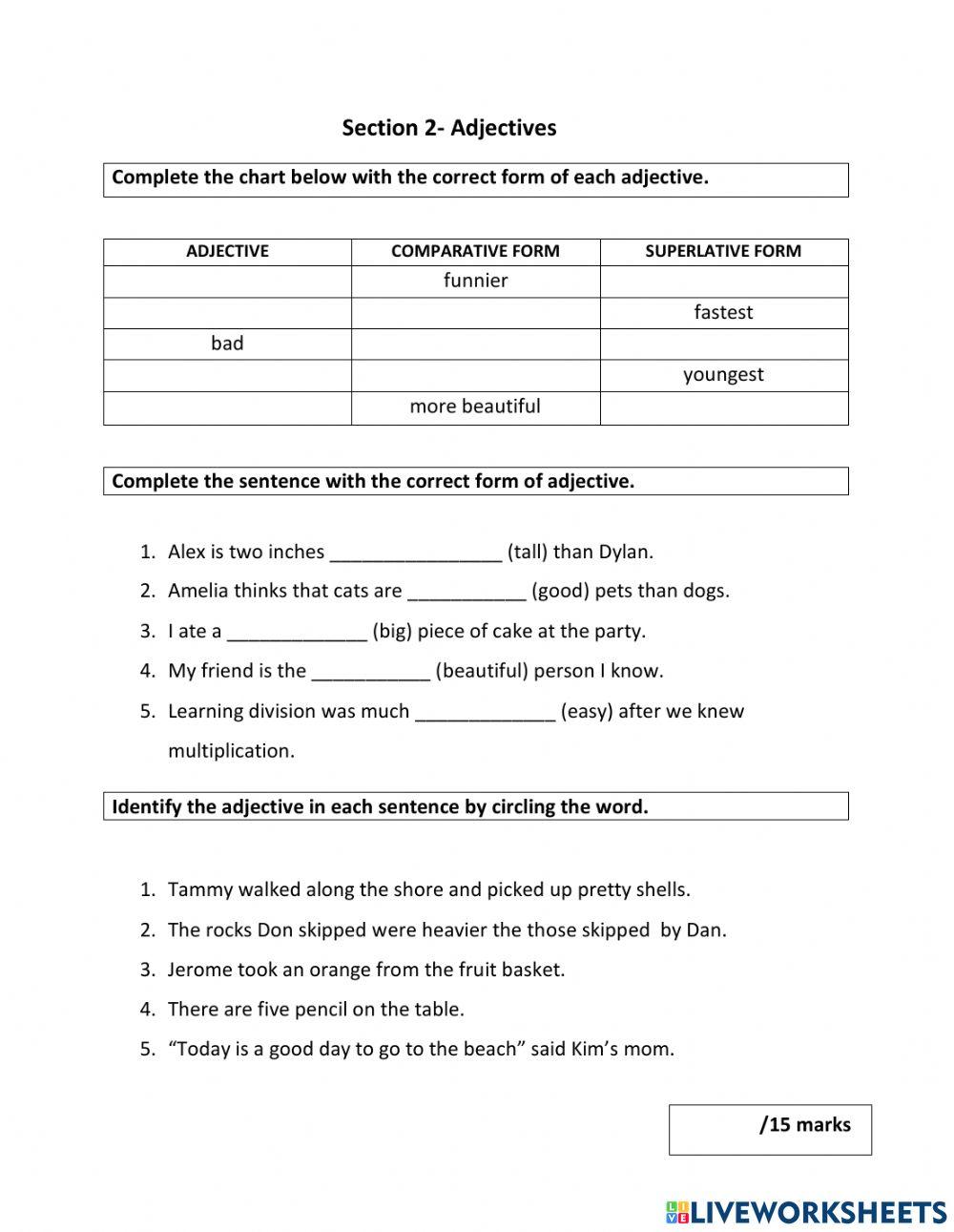 Grammar online exercise for Grade 3 | Live Worksheets