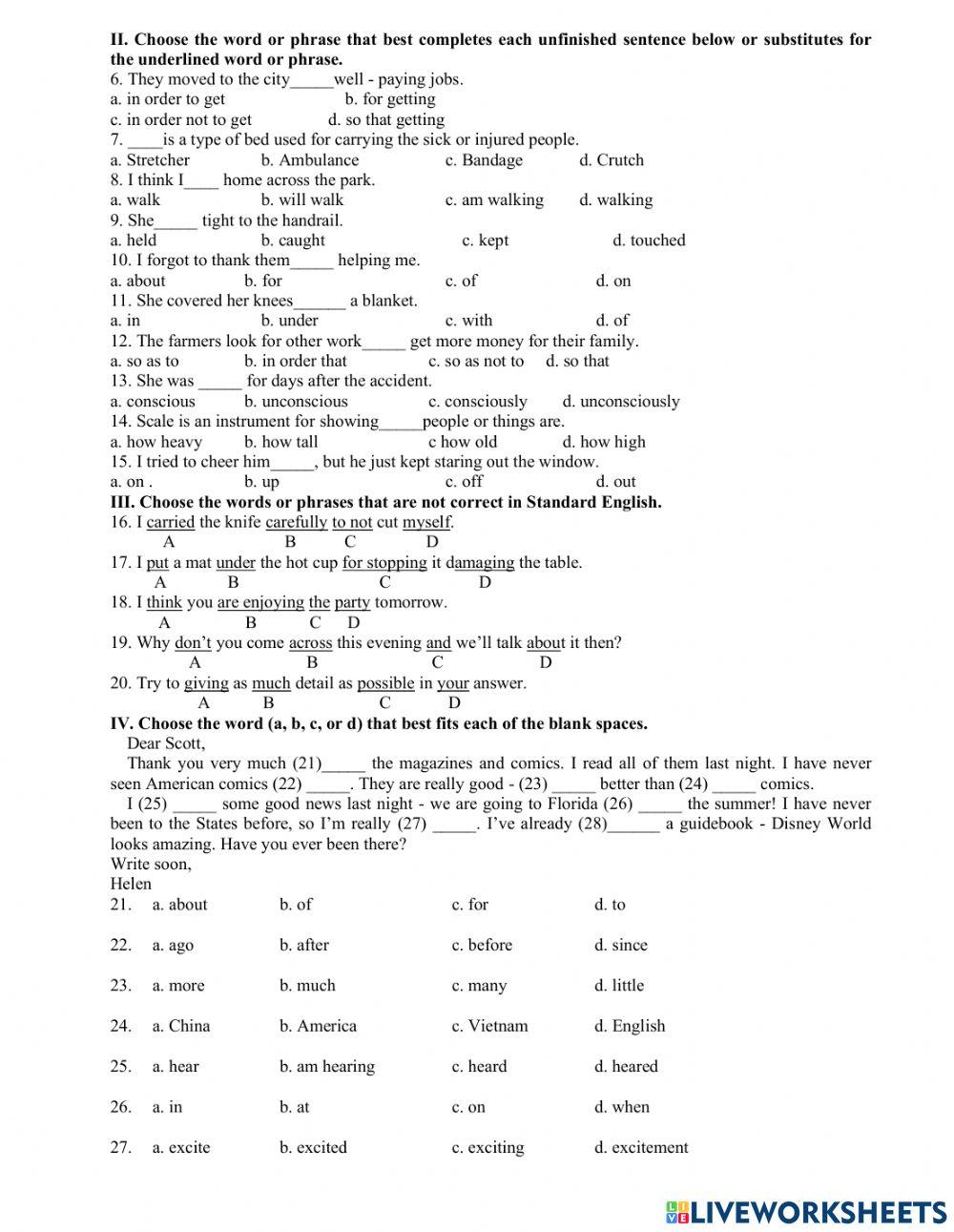 Trắc nghiệm tiếng anh 8