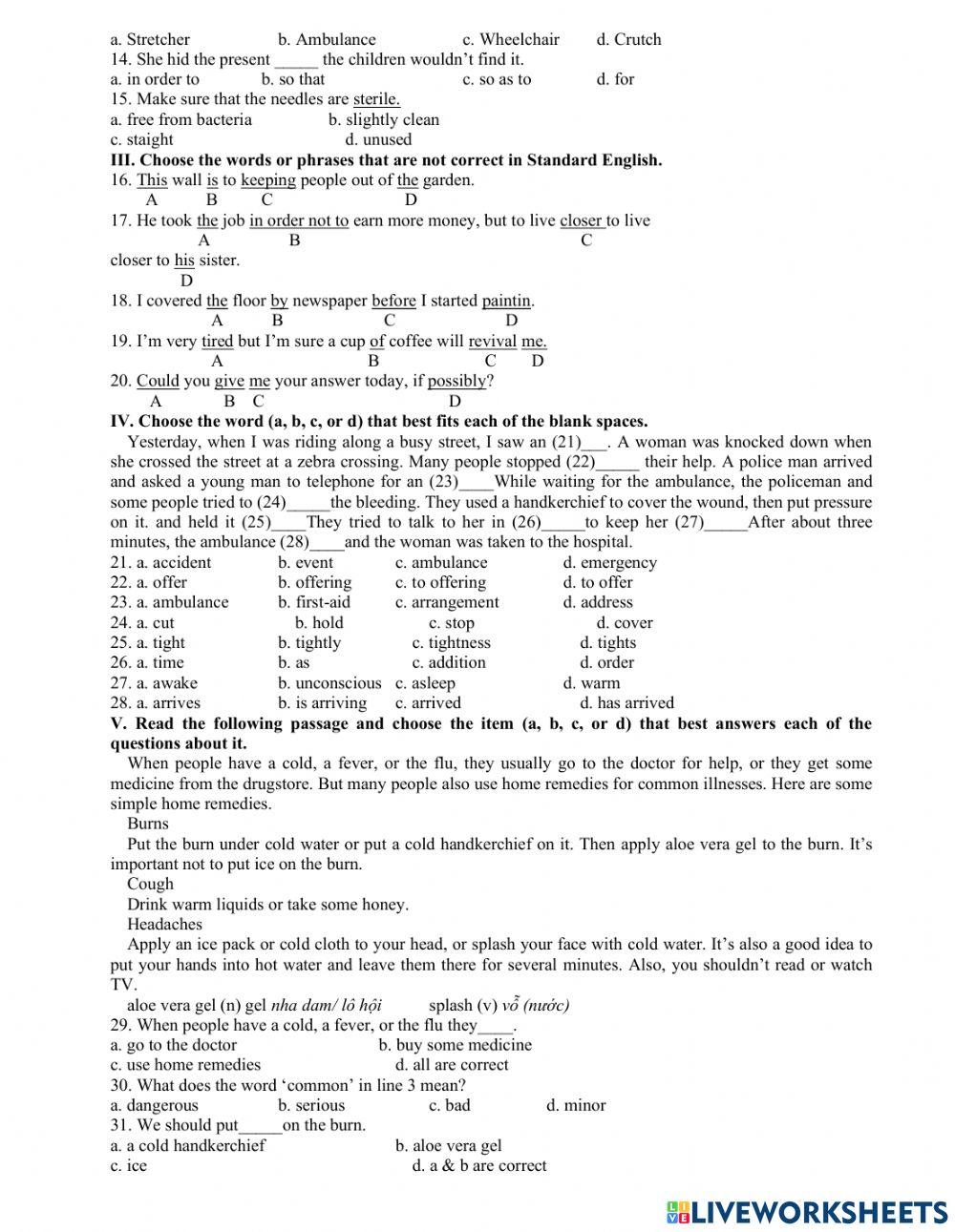 Trắc nghiệm tiếng anh 8