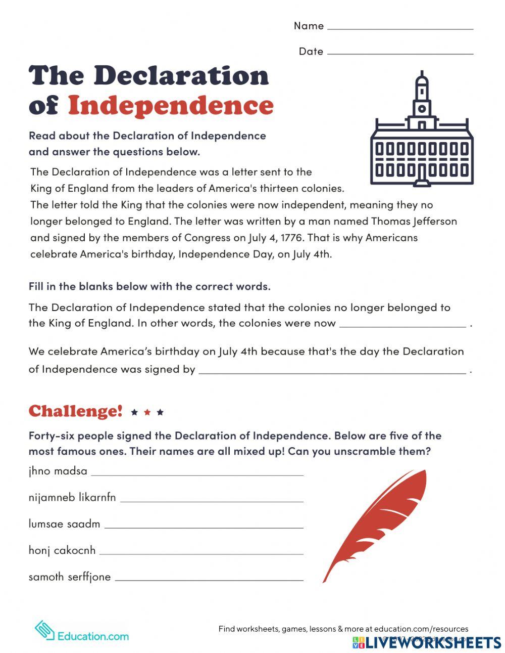 Talk, Read, Talk, Write Lesson: The Declaration of Independence - Amped Up  Learning, image size:1000x1291