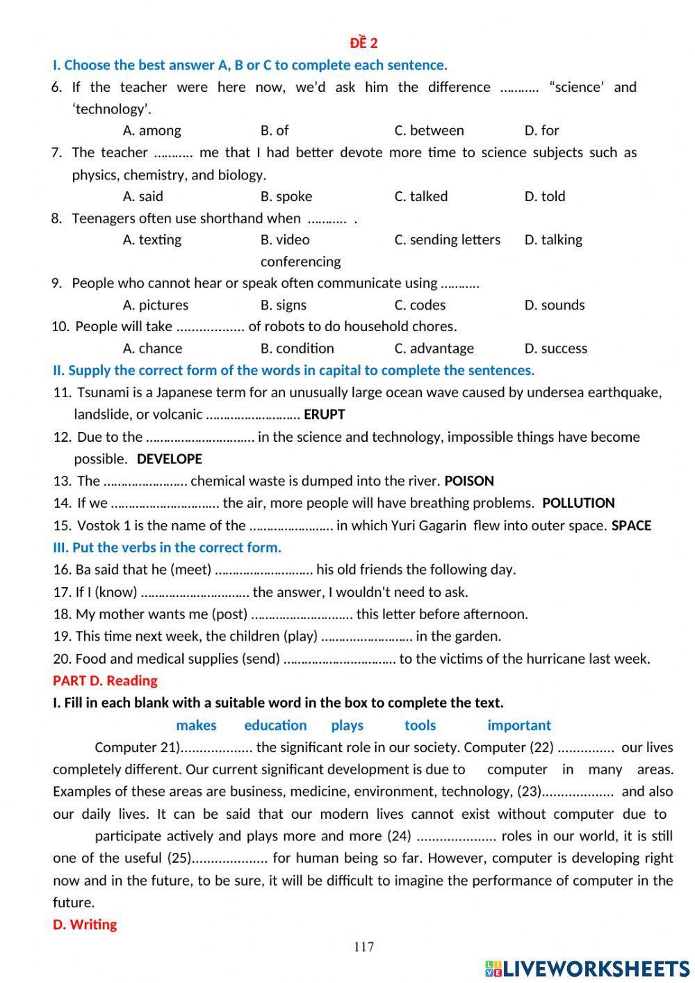 Đề 2 kiểm tra hock kỳ 2