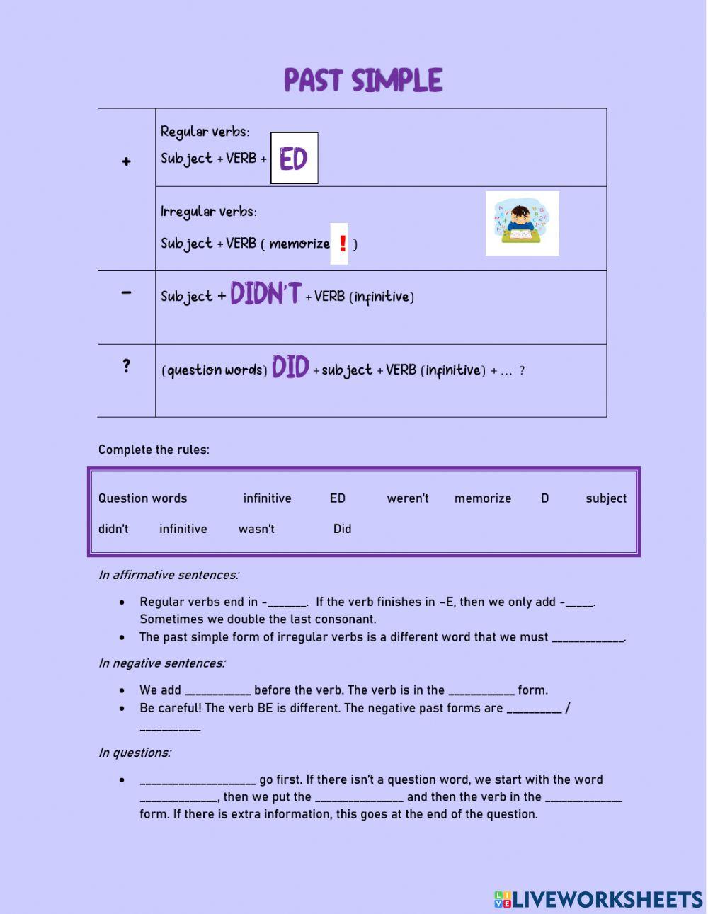 Past simple Regular verbs