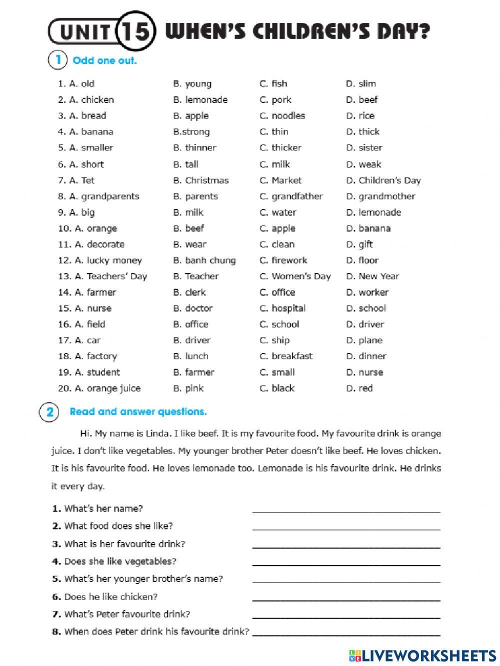 Unit 15: When is Children's Day?-review