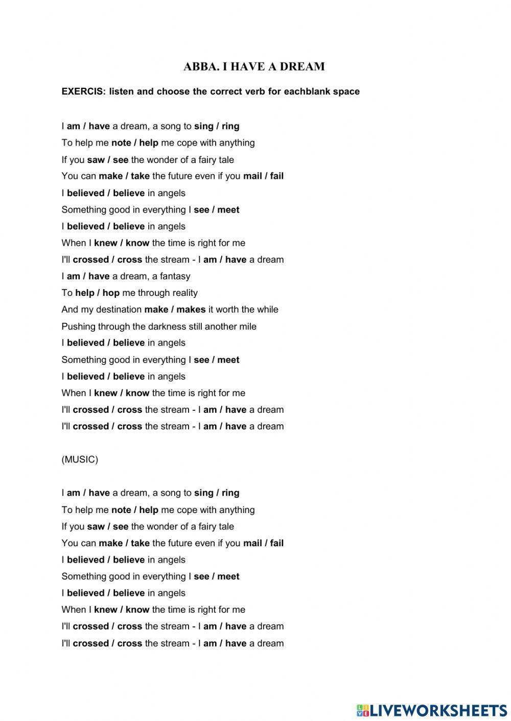 Abba, I have a dream